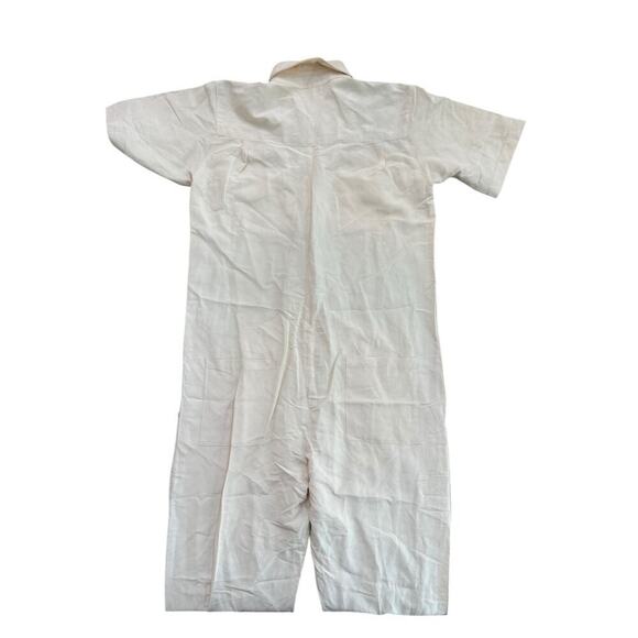 Ozma Women's Cream Short Sleeve Button Front Painters Jumpsuit Size Medium - Picture 5 of 6